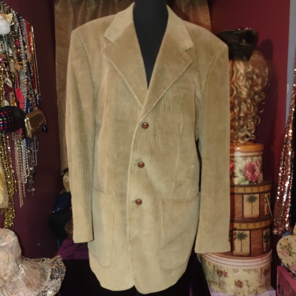 Zagato Corduroy Light Brown Sports Coat 40L - Picture 1 of 5